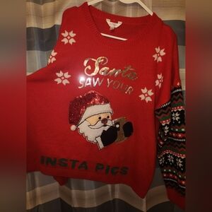 2X/3X Santa Clause Sweater, Ugly Sweater, Instagram, Funny Graphic, Christmas